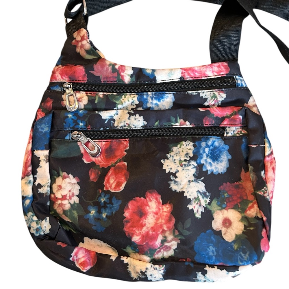 Shoyate Nylon Floral Multi Pocket Crossbody Travel Bag Purse